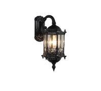 Vintage Traditional Classical Upside Down Wall Lantern European Outdoor Waterproof Wall Sconce Lamp Antique Balcony Aisle Patio Glass Wall Light Lantern Garden Outside Durable (Color : Black)
