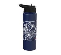 Vintage Traditional Japanese Morning-Glory Floral Botanical Stainless Steel Insulated Water Bottle