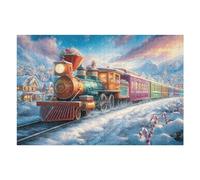 Vintage Train Christmas 1000 Pc Classic Jigsaw Puzzle Puzzle for Adults Hard Challenging Hobby Home Decor Poster Sturdy Creativity & Gift Giving 1000 PCS
