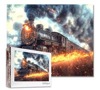 Vintage Train Jigsaw Puzzle 1000 Pieces Train Tracks and Fire Puzzle for Adults DIY Craft Puzzles Colorful Art Jigsaw Puzzle Stress Relief Game Nights Art Home Wall Decor Unique Gift 20x27 Inches