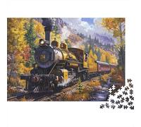 Vintage Train Journey 1000 Piece Puzzles Beautiful View Steam Locomotive Wall Decoration Educational Game Gifts Puzzles for Adults Jigsaw Puzzles for Adults 70x50cm/1000pcs