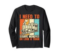 Vintage Train Model Locomotive Railway Steam Engine Long Sleeve T-Shirt
