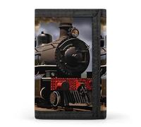 Vintage Train Printed Trifold Wallets Front Pocket Wallet with ID Window Gifts for Men and Women