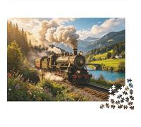 Vintage Train Puzzle for Adults 1000Pc Recyclable Paper Autumn Mountain Jigsaw Puzzles Educational Game Challenge Ideal for Family And Friends Gifts 52x38cm/1000pcs