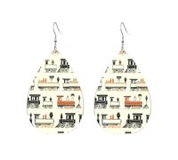 Vintage Trains Leather Earring Fun Leather Earrings Creative Earring For Mother'S Day Women Accessories