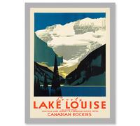 Vintage Travel Advert Tourism Lovely Lake Louise Canada Rockies Artwork Framed Wall Art Print A4 Artery8 Light Grey One Size
