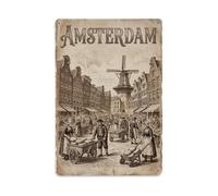Vintage Travel Amsterdam Netherlands Borough Metal Tin Sign