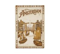 Vintage Travel Amsterdam Netherlands Refinement Metal Tin Sign