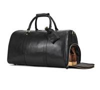 Vintage Travel Bag Men's Leather Weekender Overnight Duffle Bag Large Travel Luggage 55 cm Genuine Cowhide Leather, 9804 Black, L, Retro