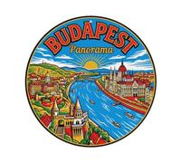 Vintage Travel Budapest Hungary Panorama Metal Tin Sign