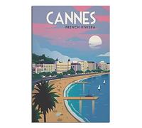 Vintage Travel Cannes French Riviera Poster Beach at Sunset Canvas Art Print Office Family Bedroom Decorative Posters Gift Wall Decor Poster 12x18inchs(30x45cm) Unframe-.