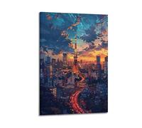 Vintage Travel City Poster Japan Tokyo Tower Artwork Decorative Painting Canvas Poster 24x36inch(60x90cm)