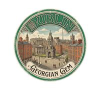 Vintage Travel Dublin Trinity College(1) Metal Tin Sign Plaque Wall Decor for Cafe, Club Bar, Office, Home Garden Round Metal Poster 8x8Inch