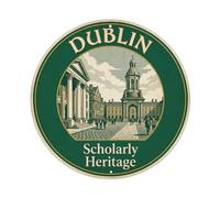 Vintage Travel Dublin Trinity College Metal Tin Sign Plaque Wall Decor for Cafe, Club Bar, Office, Home Garden Round Metal Poster 8x8Inch