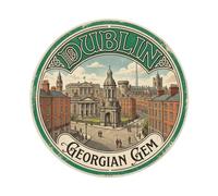 Vintage Travel Dublin Trinity College Metal Tin Sign Plaque Wall Decor for Cafe, Club, Garden Round Metal Poster 8x8Inch