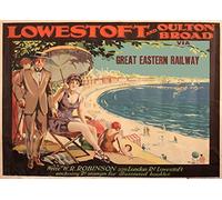 Vintage Travel England 'Lowestoft and Oulton Broad in Suffolk with Great Western Railway', 1915, Reproduction Vintage Travel Poster (A3)