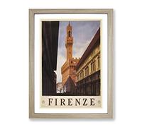 Vintage Travel Florence Italy Vintage Framed Print | A4 Oak Framed Wall Art | Ready to Hang | Classic Nature Picture | Living Room Bedroom Lounge Office