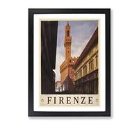 Vintage Travel Florence Italy Vintage Framed Wall Art Print, Ready to Hang Picture for Living Room Bedroom Home Office Décor, Black A4 (34 x 25 cm)