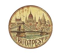 Vintage Travel Hungary Budapest Metal Tin Sign