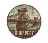 Vintage Travel Hungary Budapest Metal Tin Sign