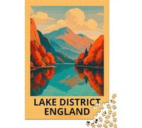Vintage Travel Lake District England Landscape, Jigsaw for Adults, 1000 Pieces, 52x38cm/1000pcs
