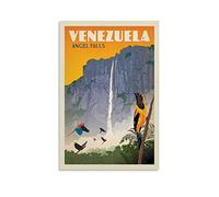 Vintage Travel Landscape Poster Venezuela Angel Falls Poster Decorative Painting Canvas Wall Posters And Art Picture Print Modern Family Bedroom Decor Posters 12x18inch(30x45cm)