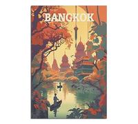 Vintage Travel Landscape Posters Bangkok Thailand Canvas Art Print Office Family Bedroom Decorative Posters Gift Wall Decor Poster 12x18inchs(30x45cm) Unframe-.