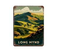 Vintage Travel Long Mynd Shropshire 1 Metal Tin Sign Chic Art Iron Painting Bar People Cave Cafe Family Garage Wall Decoration Style 12x16inch(30x40cm) Retro Poster