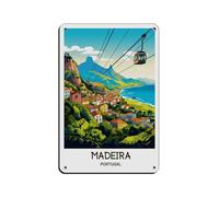 Vintage Travel Madeira Portugal Metal Tin Sign Chic Art Iron Painting Bar People Cave Cafe Family Garage Wall Decoration Style 8x12inch(20x30cm) Retro Poster