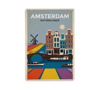 Vintage Travel Netherlands Amsterdam Metal Tin Sign