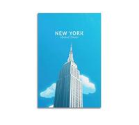 Vintage Travel New York, Empire State Building Silhouette.jpg Poster Modern Wall Art Canvas Aesthetic Decoration Painting 20x30inch(50x75cm) Unframe-style
