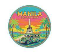 Vintage Travel Philippines Manila Metal Tin Sign