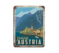Vintage Travel Poster Austria Hallstatt Retro Poster Metal Tin Sign Retro Iron Painting for Bar Man Cave Cafe Family Garage Poster Wall Decor 15x30CM