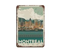Vintage Travel Poster Canada Montreal Skyline Tin Sign Vintage Metal Pub Club Cafe Bar Home Wall Art Decoration Poster Retro 30x30cm