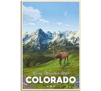 Vintage Travel Poster Colorado Rocky Mountains High Elk Retro Wall Art Canvas Poster Art Print Home Decor Room Decor Unframed 60x90cm