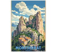 Vintage Travel Poster Depicting Montserrat Pilgrimage Site - Retro Europe Travel Poster A4 Size Vintage Wall Art Print of Famous European Destinations Ideal for Home or Office Decor