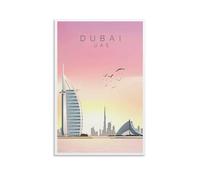 Vintage Travel Poster Dubai Uae City Canvas Art Print Office Family Bedroom Decorative Posters Gift Wall Decor Poster 12x18inch(30x45cm) Unframe-style