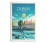 Vintage Travel Poster Dublin City Ireland Ha Penny Bridge Canvas Art Print Office Family Bedroom Decorative Posters Gift Wall Decor Poster 12x18inchs(30x45cm) Unframe-.