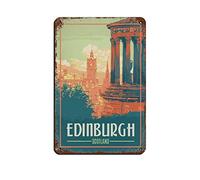 Vintage Travel Poster Edinburgh Scotland Tin Sign Vintage Metal Pub Club Cafe Bar Home Wall Art Decoration Poster Retro 20 * 30cm