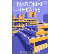 Vintage Travel Poster England London Southbank National Theatre Retro Wall Art Canvas Poster Art Print Home Decor Room Decor Unframed 40x60cm