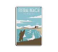 Vintage Travel Poster Fistral Beach City Newquay Tin Sign Metal Pub Club Cafe bar Home Wall Art Decoration Retro Poster 8x12inch(20x30cm)