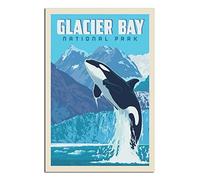 Vintage Travel Poster Glacier Bay National Park Leaping Orca Canvas Art Print Office Family Bedroom Decorative Posters Gift Wall Decor Poster 12x18inchs(30x45cm) Unframe-.