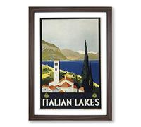 Vintage Travel Poster Italian Lakes Framed Print | A2 Walnut Framed Wall Art | Ready to Hang | Classic Nature Picture | Living Room Bedroom Lounge Office
