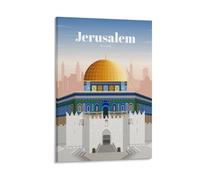 Vintage Travel Poster Jerusalem Israel Canvas Art Print Office Family Bedroom Decorative Posters Gift Wall Decor Poster 20x30inch(50x75cm) Frame