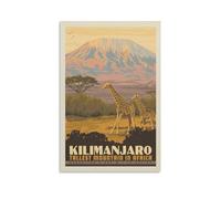 Vintage Travel Poster Kilimanjaro-Tallest Mountain in Africa Canvas Art Print Office Family Bedroom Decorative Posters Gift Wall Decor Poster 12x18inch(30x45cm) Unframe-style