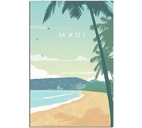 Vintage Travel Poster Maui Island Hawaii Beach Retro Wall Art Canvas Poster Art Print Home Decor Room Decor Unframed 50x75cm