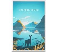 Vintage Travel Poster Milford Sound New Zealand Retro Wall Art Canvas Poster Art Print Home Decor Room Decor Unframed 50x75cm