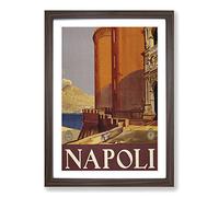Vintage Travel Poster Napoli Framed Print | A2 Walnut Framed Wall Art | Ready to Hang | Classic Nature Picture | Living Room Bedroom Lounge Office