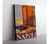 Vintage Travel Poster Napoli Vintage Canvas Wall Art Print Ready to Hang, Framed Picture for Living Room Bedroom Home Office Décor, 60x40 cm (24x16 Inch)