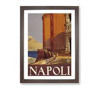 Vintage Travel Poster Napoli Vintage Framed Wall Art Print, Ready to Hang Picture for Living Room Bedroom Home Office Décor, Walnut A4 (34 x 25 cm)